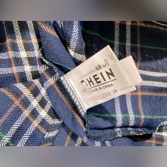 NWOT Shein short sleeve blue plaid polo - Picture 3 of 4